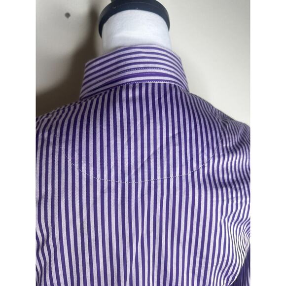 Charles Tyrwhitt Woman Jermyn Street US Size 6 Purple Striped Button Down Shirt - Picture 6 of 13